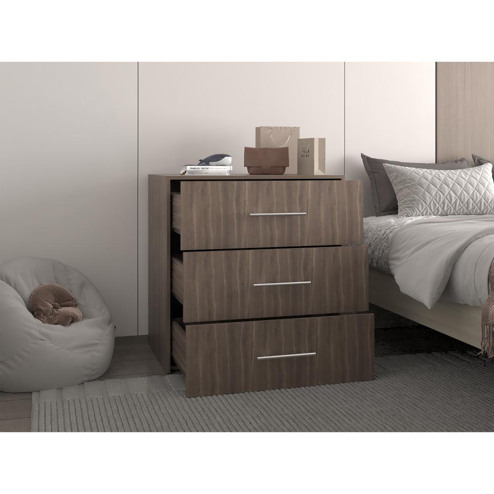 Comoda Bigaf, Milan y Wengue, con tres cajones deslizable para guardar objetos personales