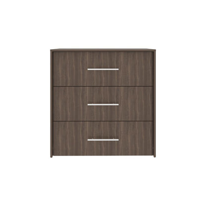 Comoda Bigaf, Milan y Wengue, con tres cajones deslizable para guardar objetos personales