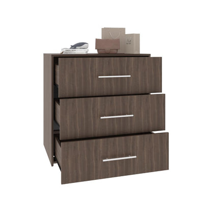 Comoda Bigaf, Milan y Wengue, con tres cajones deslizable para guardar objetos personales