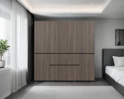 Closet Siruela 200, Milan y Wengue, Con Cuatro Cajones, Ocho Puertas y Gran Capacidad de Almacenamiento