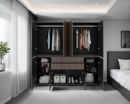 Closet Siruela 200, Milan y Wengue, Con Cuatro Cajones, Ocho Puertas y Gran Capacidad de Almacenamiento