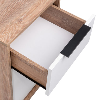 Velador Kaia Un Cajón Una Puerta, Miel y Blanco