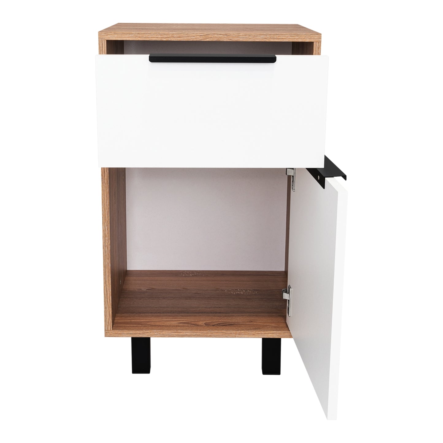 Velador Kaia Un Cajón Una Puerta, Miel y Blanco