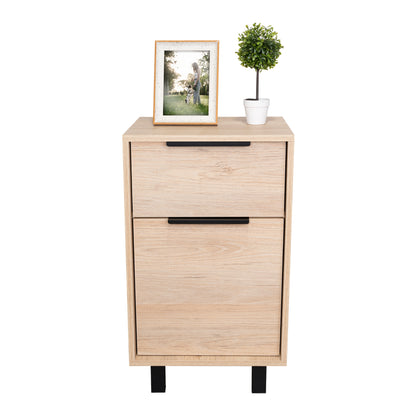 Velador Kaia Un Cajón Una Puerta,  Rovere y Blanco