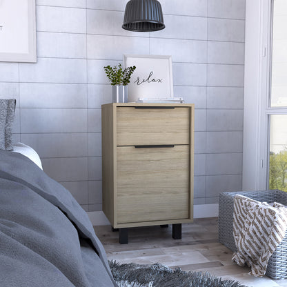 Velador Kaia Un Cajón Una Puerta,  Rovere y Blanco