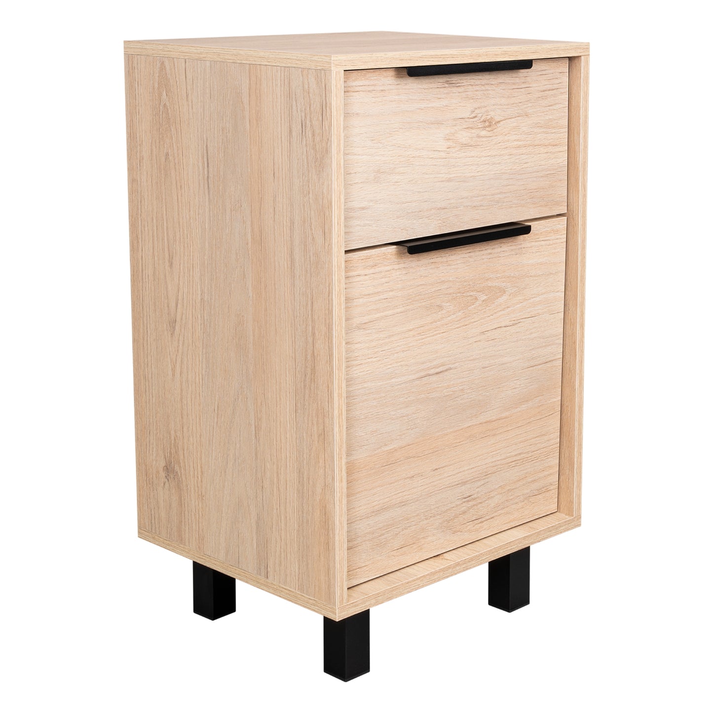 Velador Kaia Un Cajón Una Puerta,  Rovere y Blanco