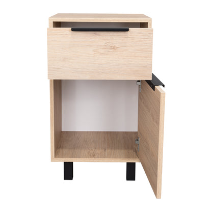 Velador Kaia Un Cajón Una Puerta,  Rovere y Blanco