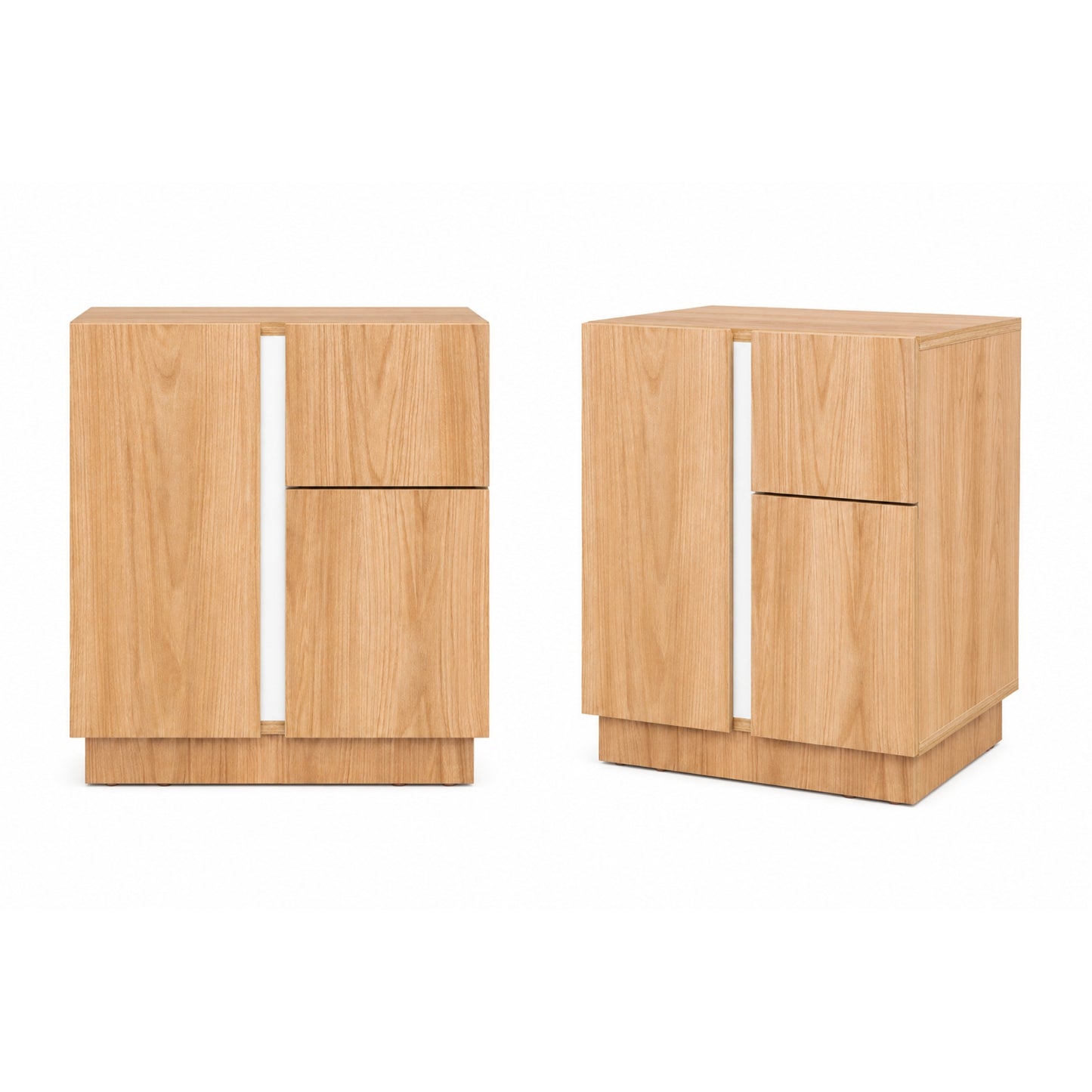 Velador Dos Puertas y Un Cajon Carmi, Fresno y Blanco