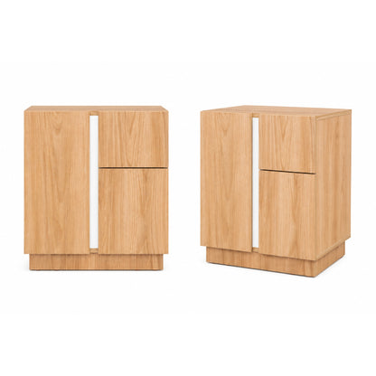 Velador Dos Puertas y Un Cajon Carmi, Fresno y Blanco