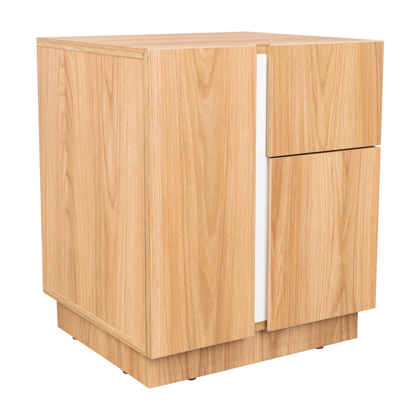 Velador Dos Puertas y Un Cajon Carmi, Fresno y Blanco