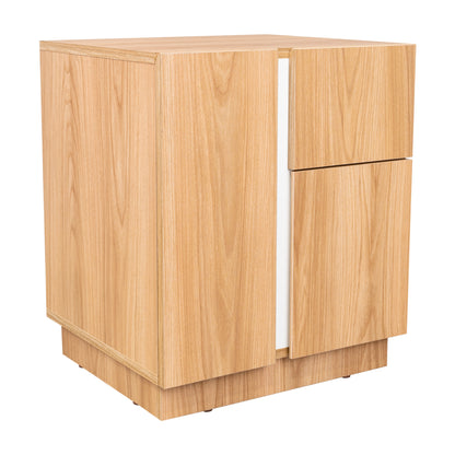 Velador Dos Puertas y Un Cajon Carmi, Fresno y Blanco