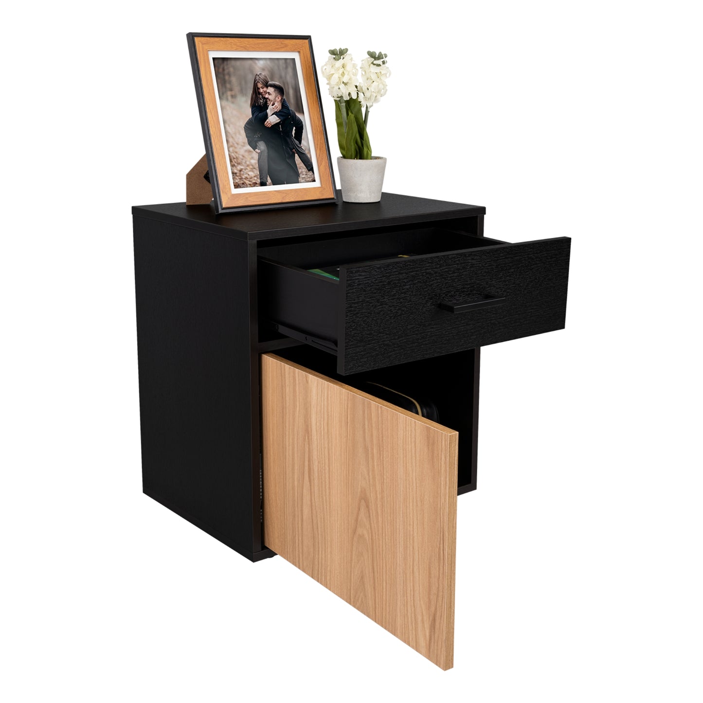 Velador Una Puerta Un Cajon Grayson, Wengue y Fresno