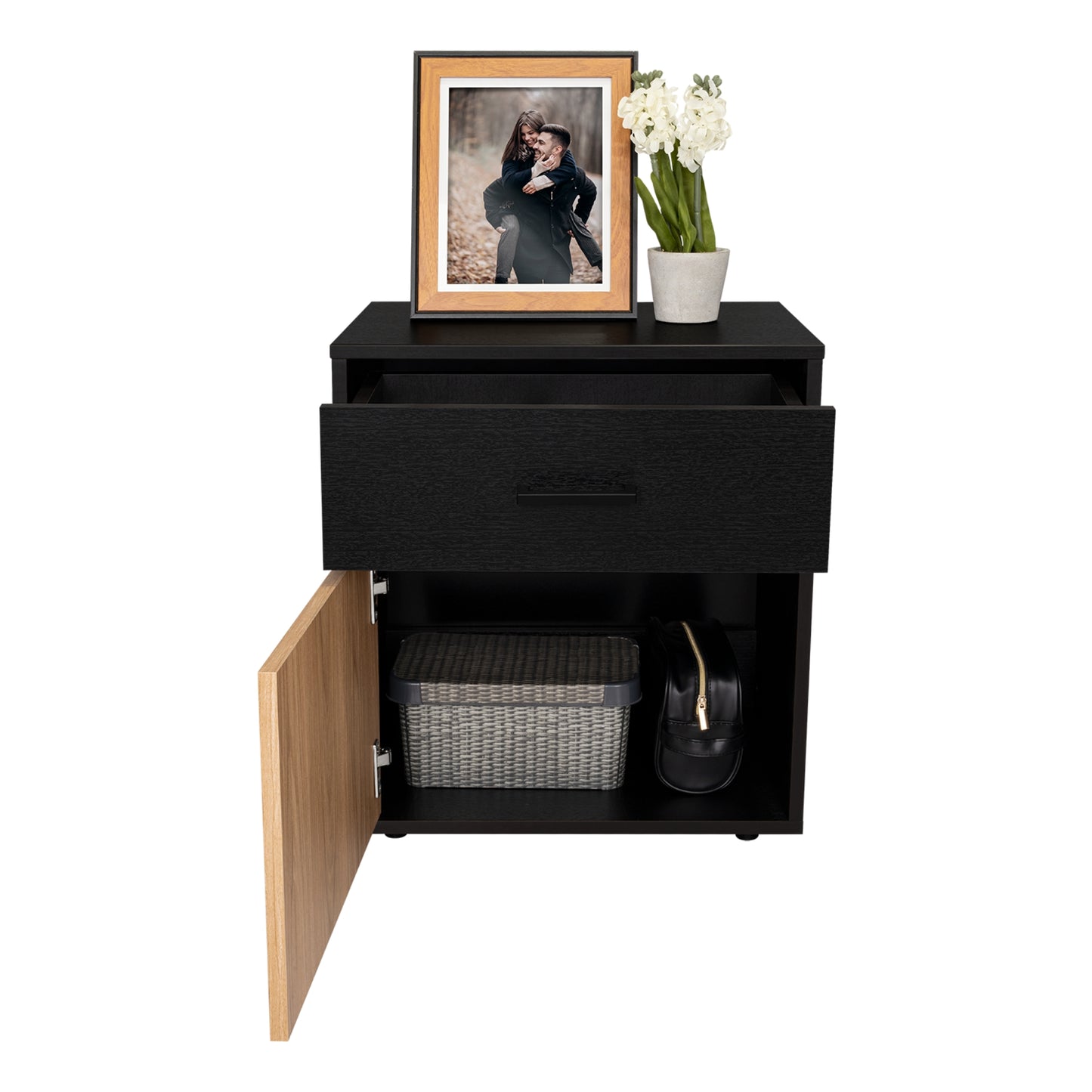 Velador Una Puerta Un Cajon Grayson, Wengue y Fresno