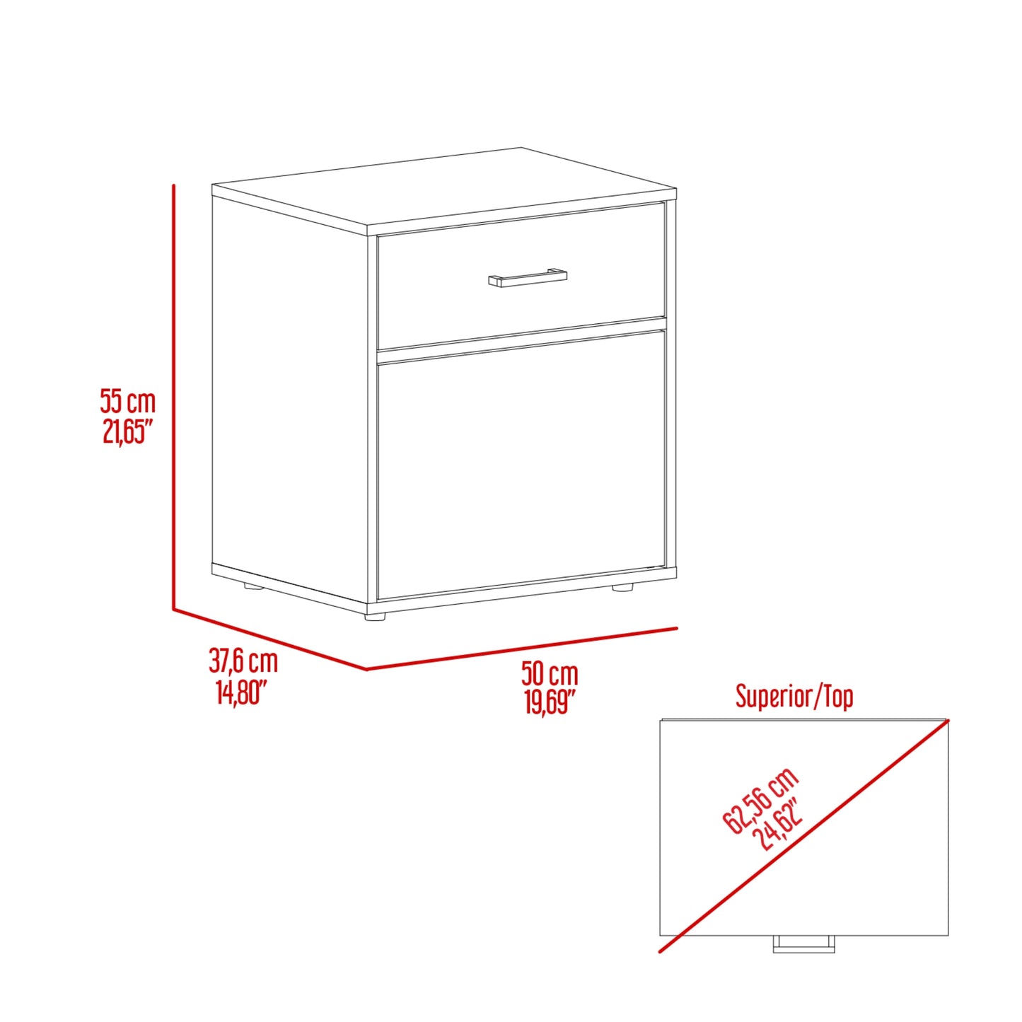 Velador Una Puerta Un Cajon Grayson, Wengue y Fresno