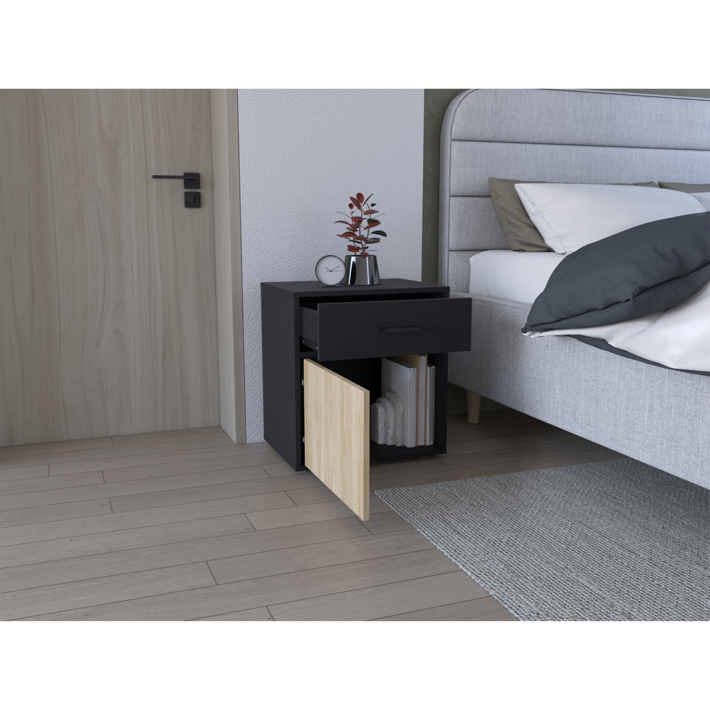 Velador Una Puerta Un Cajon Grayson, Wengue y Fresno