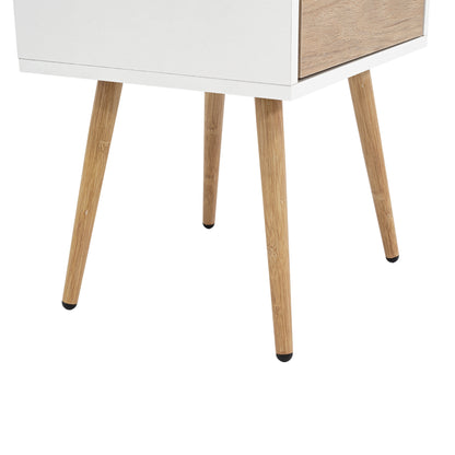 Velador Otom Un Cajón, Blanco y Rovere