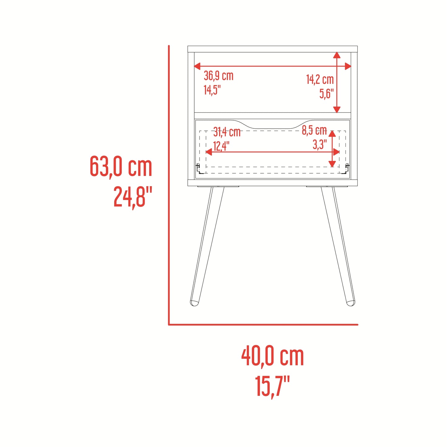Velador Otom Un Cajón, Blanco y Rovere