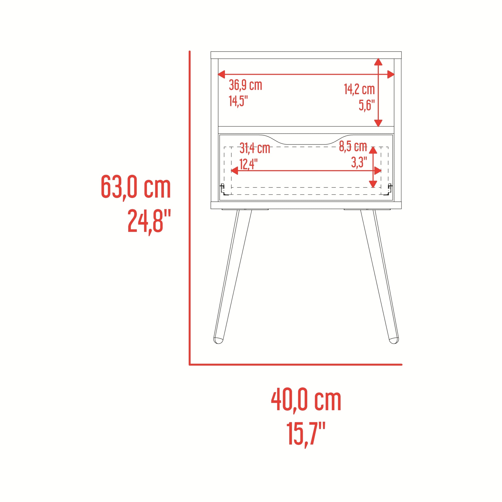 Velador Otom Un Cajón, Blanco y Rovere