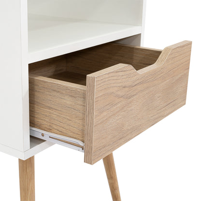 Velador Otom Un Cajón, Blanco y Rovere