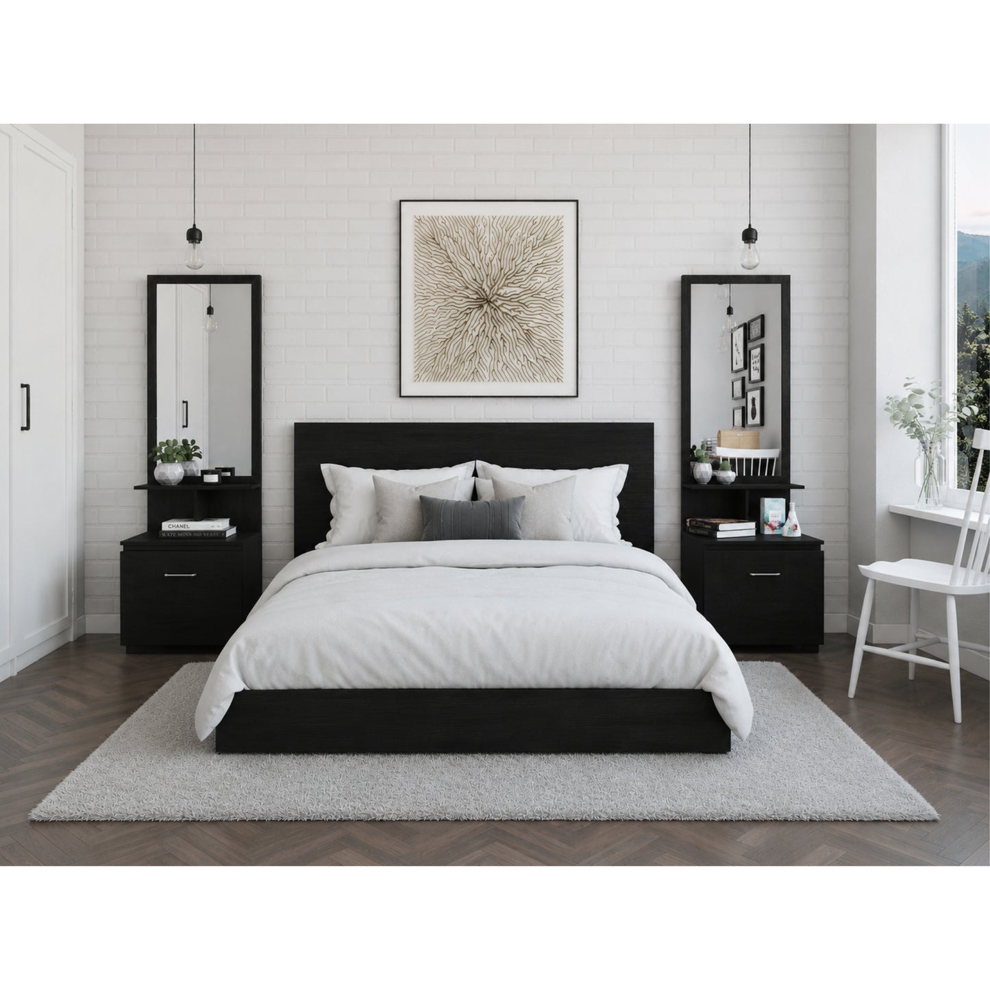 Velador Multifuncional Z-54, Wengue Con Espejo