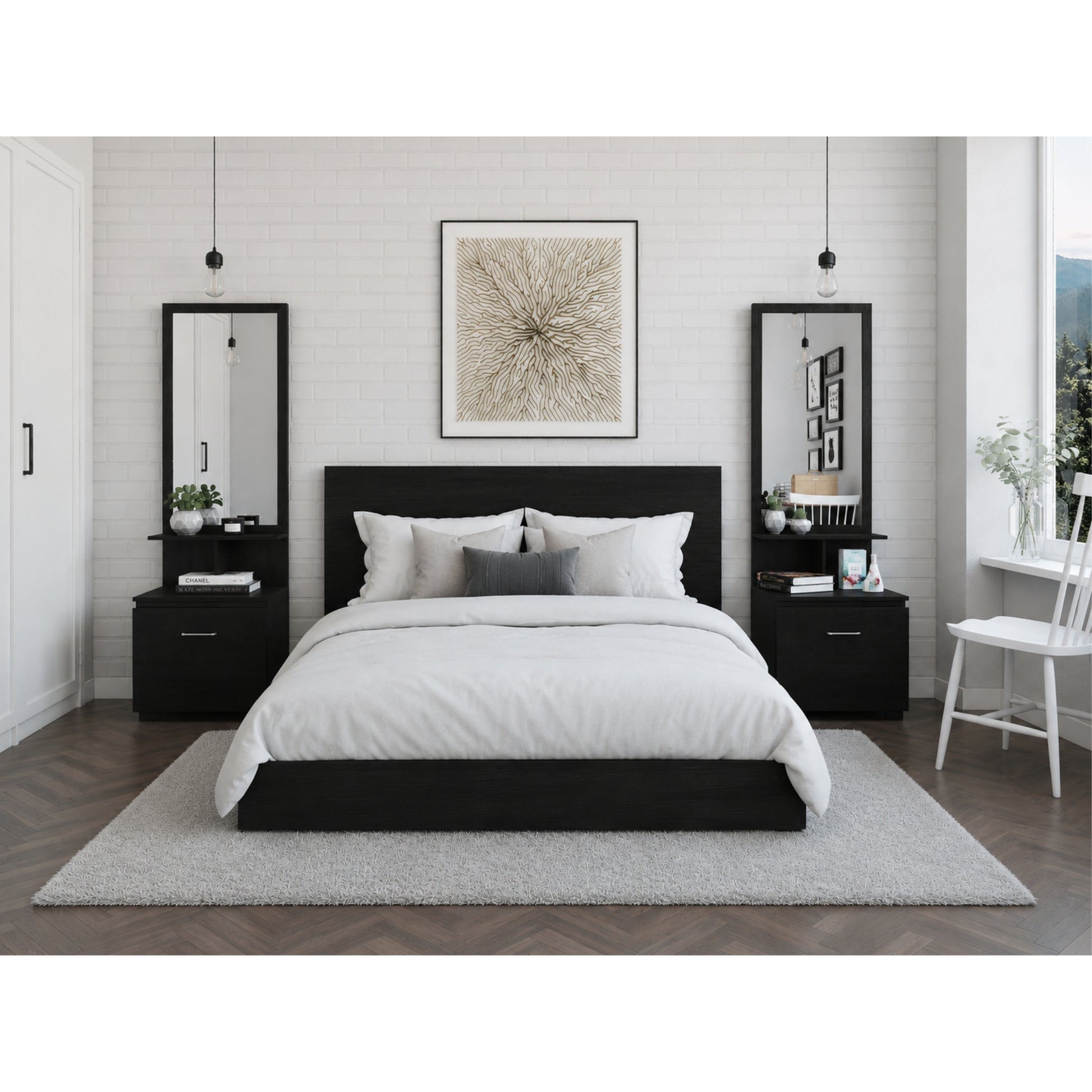 Velador Multifuncional Z-54, Wengue Con Espejo