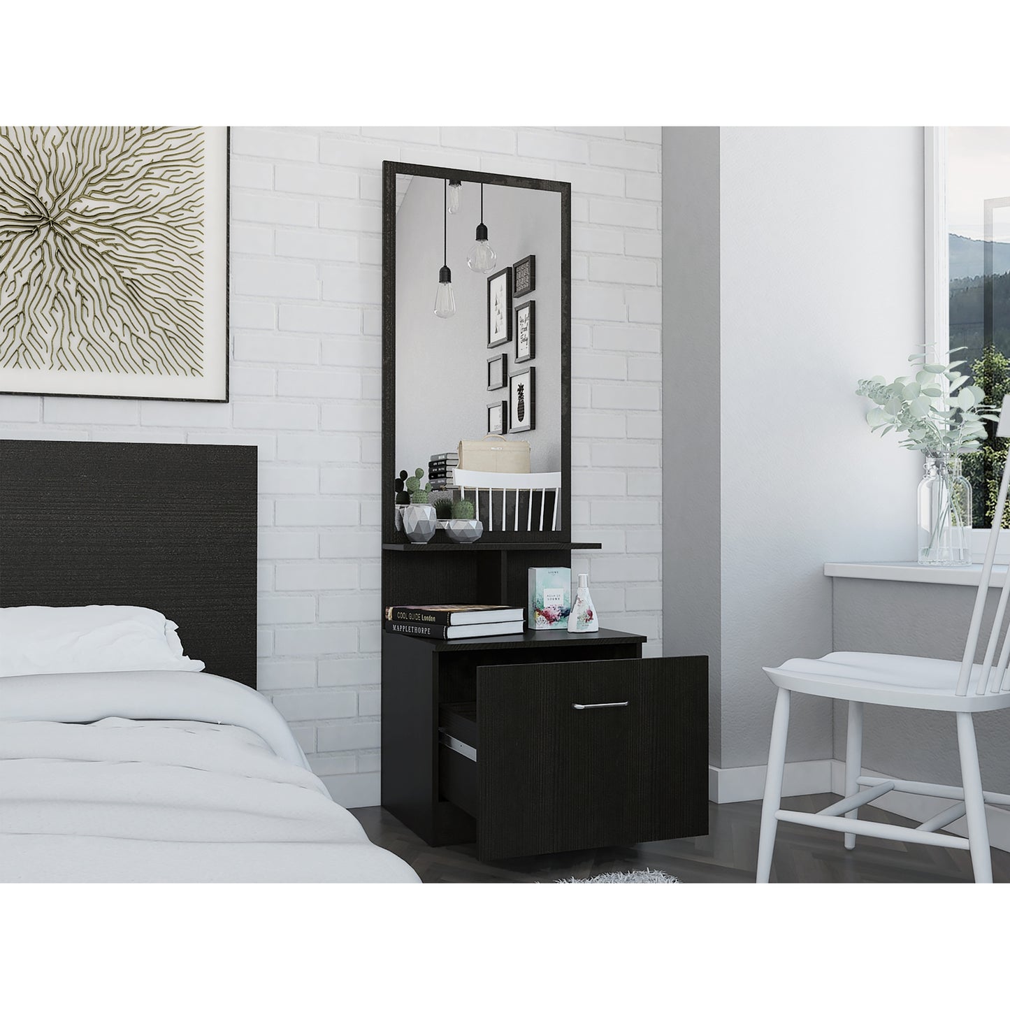 Velador Multifuncional Z-54, Wengue Con Espejo