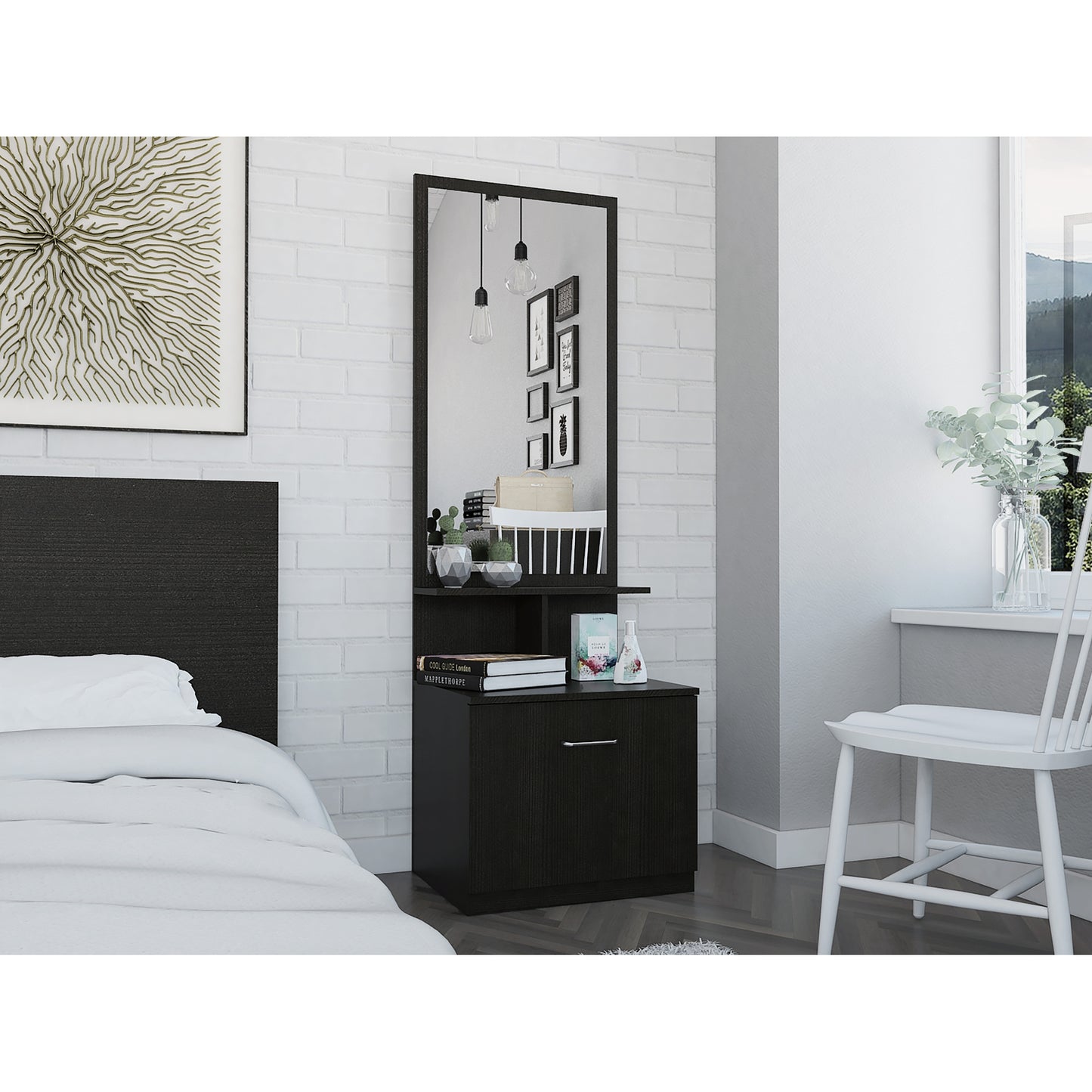 Velador Multifuncional Z-54, Wengue Con Espejo
