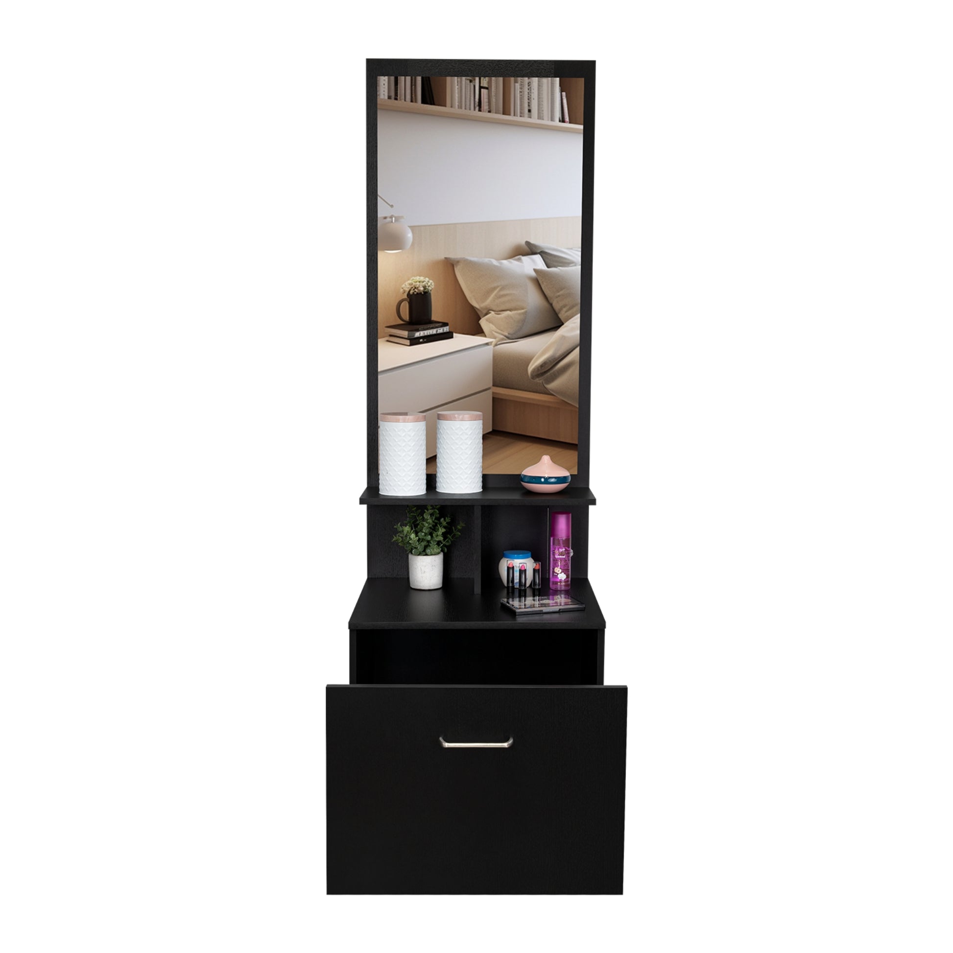Velador Multifuncional Z-54, Wengue Con Espejo