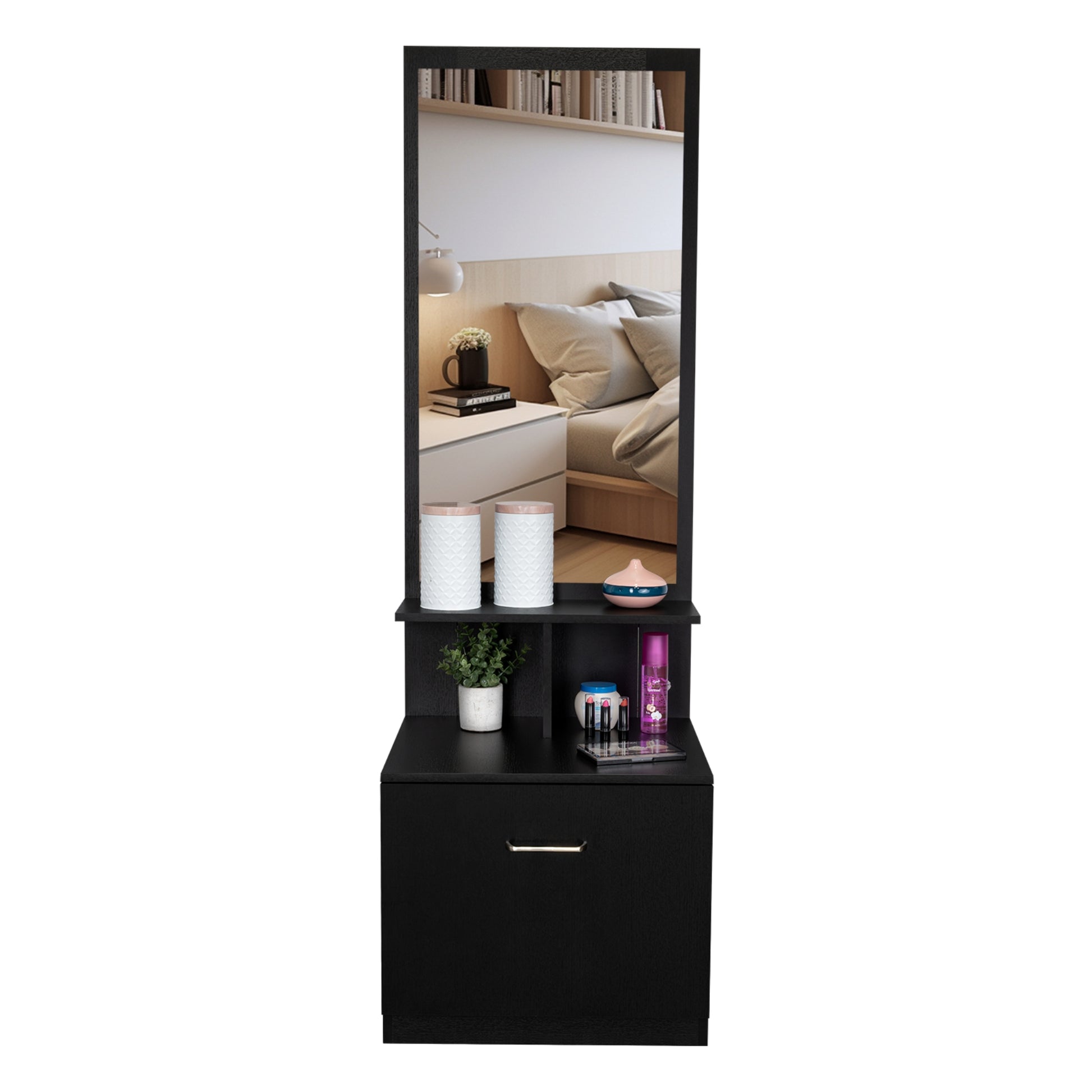 Velador Multifuncional Z-54, Wengue Con Espejo
