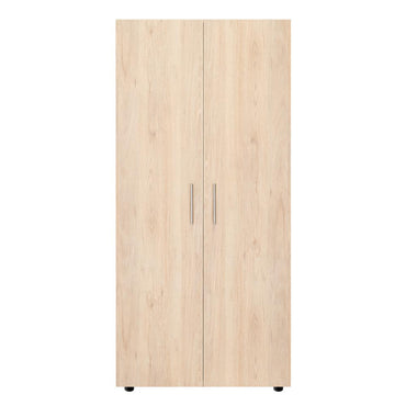 Closet Tera, Beige y Blanco, Dos Puertas Abatibles y Dos Tubos Cromados