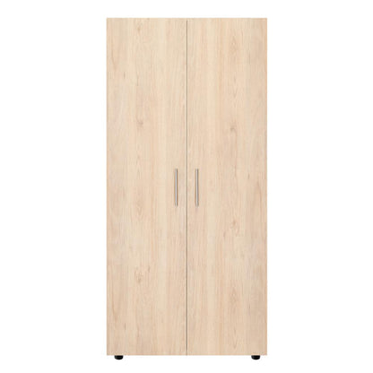 Closet Tera, Beige y Blanco, Dos Puertas Abatibles y Dos Tubos Cromados