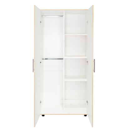 Closet Tera, Beige y Blanco, Dos Puertas Abatibles y Dos Tubos Cromados