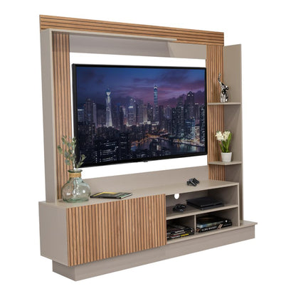 Estante Tv 70" Doha, Café Claro y Gris