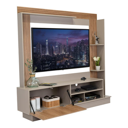 Rack Para Tv 70" Doha, Cocoa y Miel, Con Variedad de Entrepaños