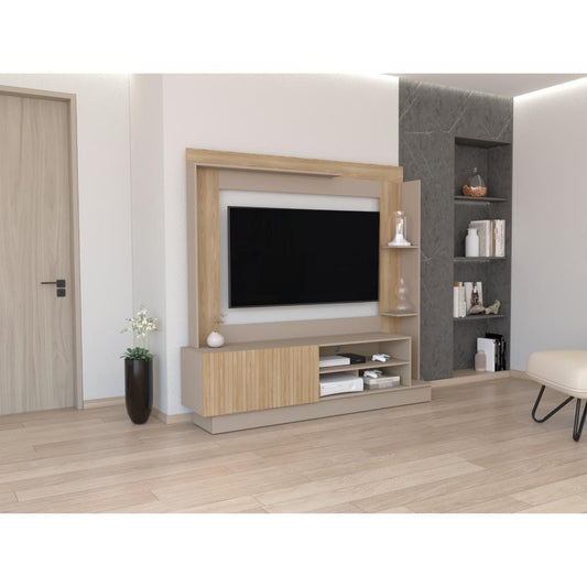 Estante Tv 70" Doha, Café Claro y Gris