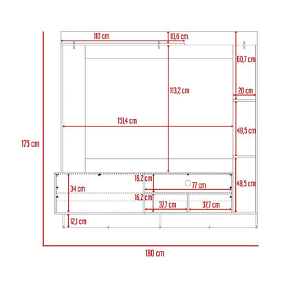 Rack Para Tv 70" Doha, Cocoa y Miel, Con Variedad de Entrepaños