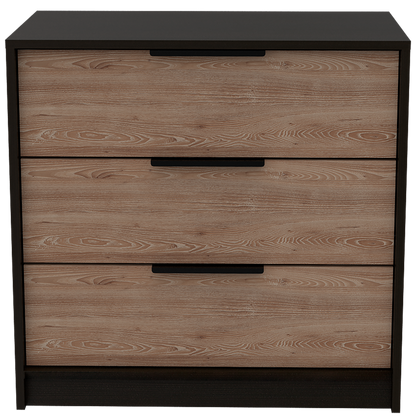 Comoda Tres Cajones, FM Furniture 001N, Negro Y Cafe Claro