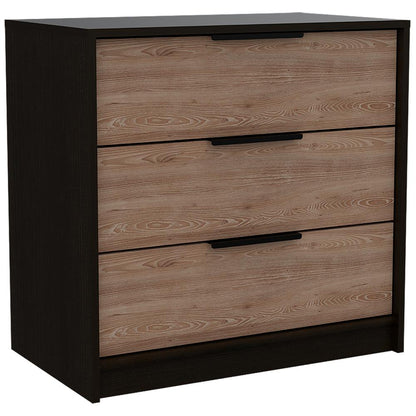 Comoda Tres Cajones, FM Furniture 001N, Negro Y Cafe Claro