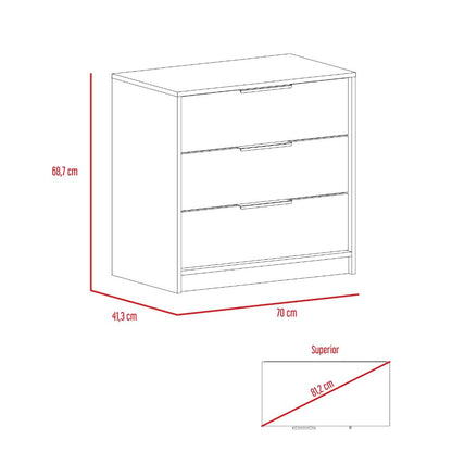 Comoda Tres Cajones, FM Furniture 001N, Negro Y Cafe Claro