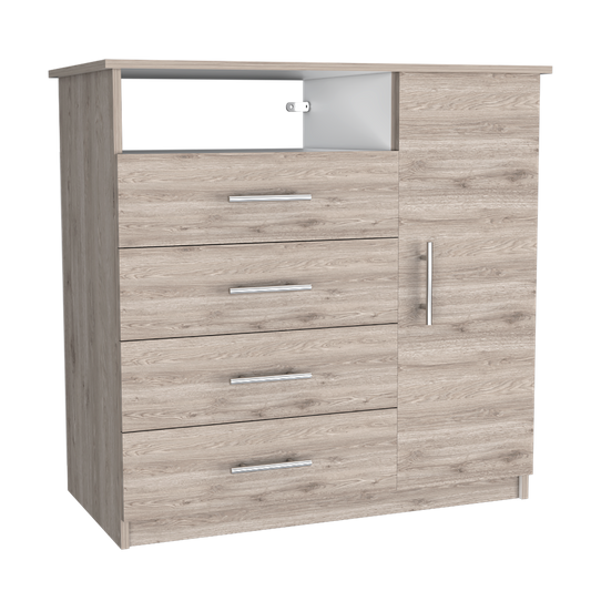 Organizador Barlovento, Gris y Blanco, con Cuatro Cajones y una Puerta