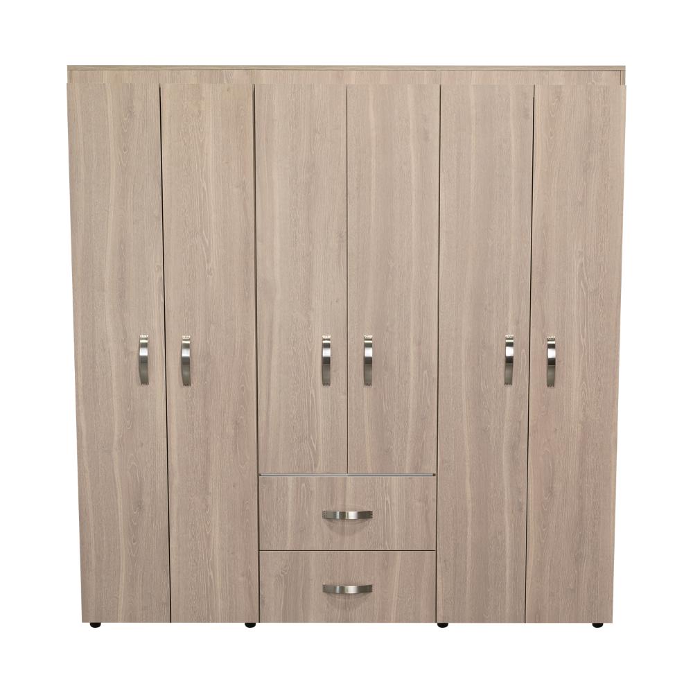 Closet Bariloche Bombay, Bardolino y Blanco Vainilla, Variedad de Entrepaños y Seis Puertas Abatibles