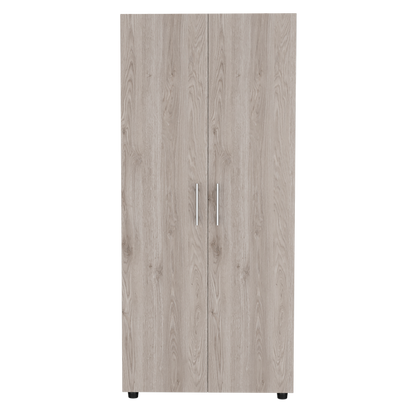 Closet Tera Ceniza y Blanco Vainilla, Dos Puertas Abatibles y Dos Tubos Cromados