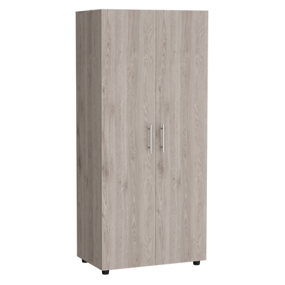 Closet Tera Ceniza y Blanco Vainilla, Dos Puertas Abatibles y Dos Tubos Cromados