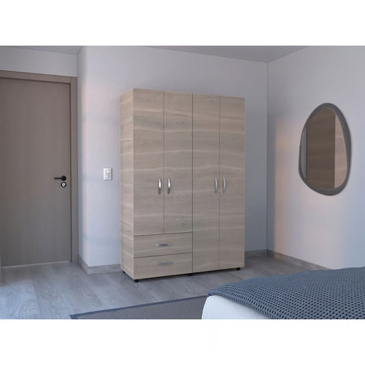 Closet Arkola, Humo y Blanco Duqueza, con Dos Cajones Organizadores y Cuatro Puertas Abatibles