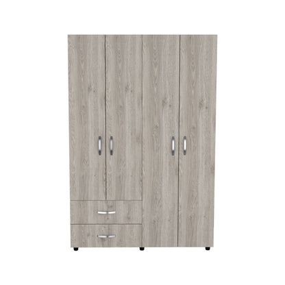 Closet Arkola, Humo y Blanco Duqueza, con Dos Cajones Organizadores y Cuatro Puertas Abatibles