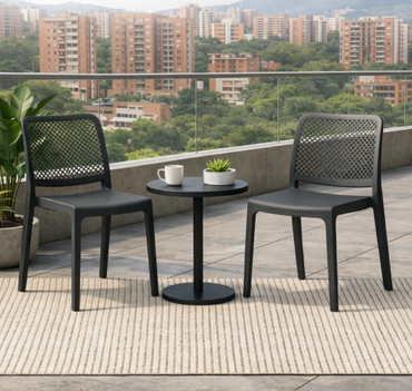 Silla Manhattan, Negro, con Espaldar en Rejilla y Diseño Minimalista