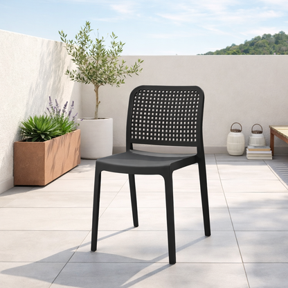 Silla Bronx , Negro, con Espaldar en Cuadrados y Diseño Minimalista