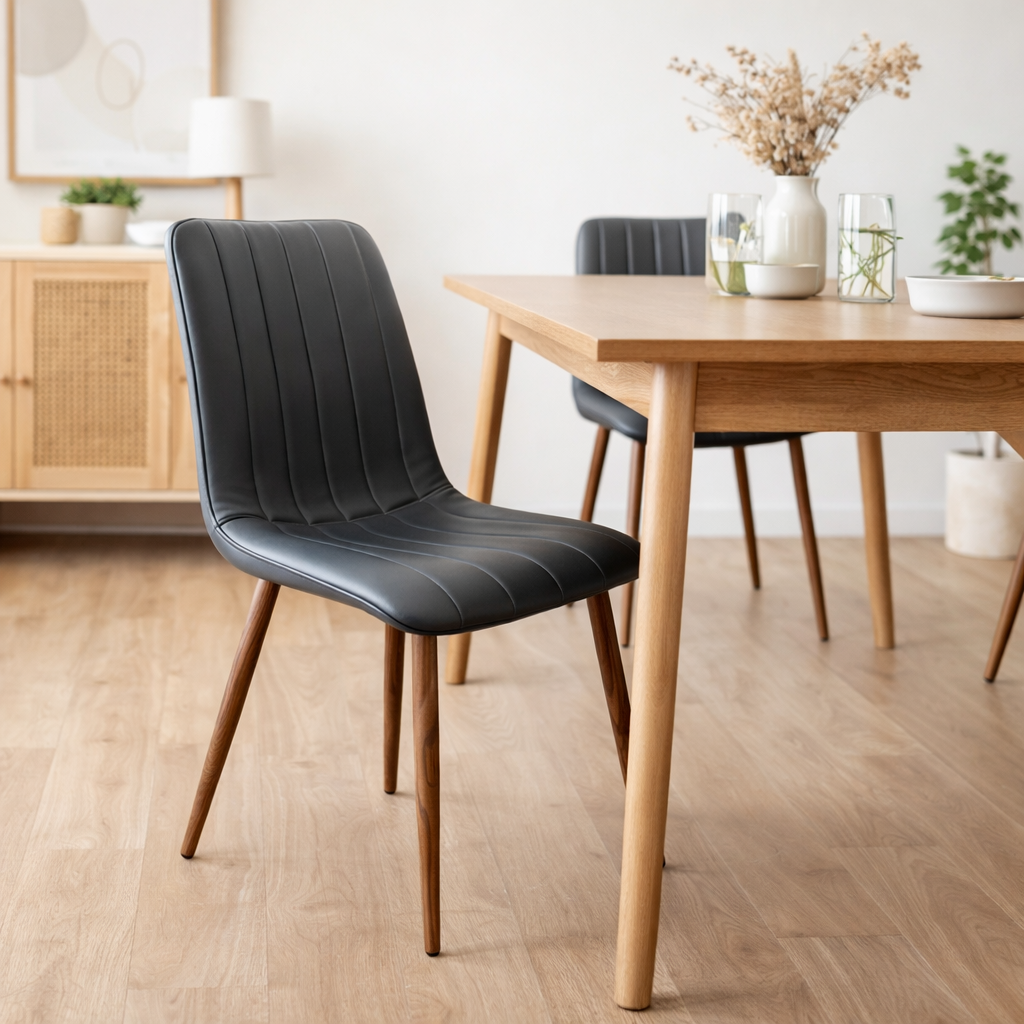 Set de 4 Sillas de Comedor Positano, Negro, Con espaldar y diseño Moderno
