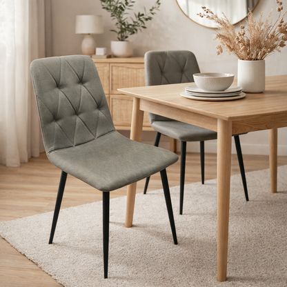 Set de 4 Sillas de Comedor Napoles, Gris Carbón, con Espaldar y Diseño Moderno