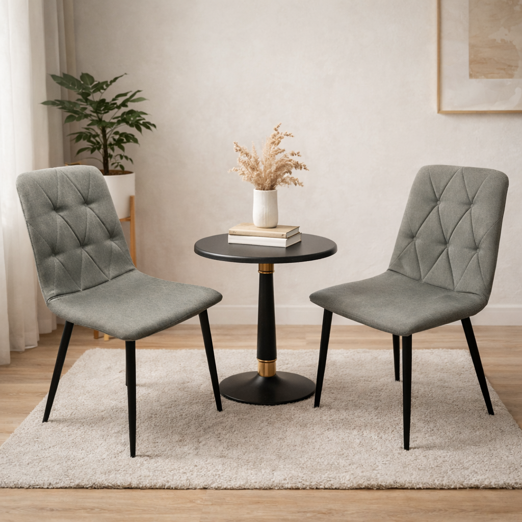 Set de 4 Sillas de Comedor Napoles, Gris Carbón, con Espaldar y Diseño Moderno
